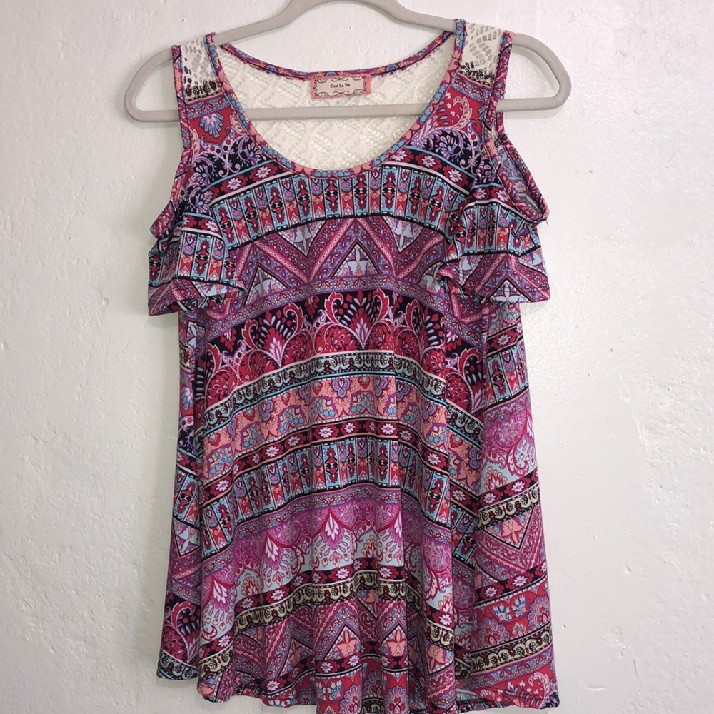 C’est La Vie that’s life cold shoulder lace blouse  size medium